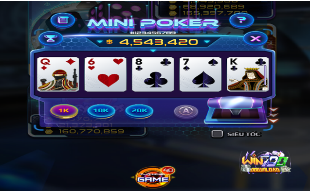 Giao diện của Game Mini Poker WIN79