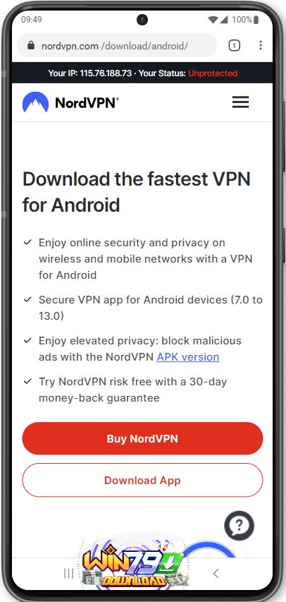 Chọn Download App để tải NordVPN về điện thoại